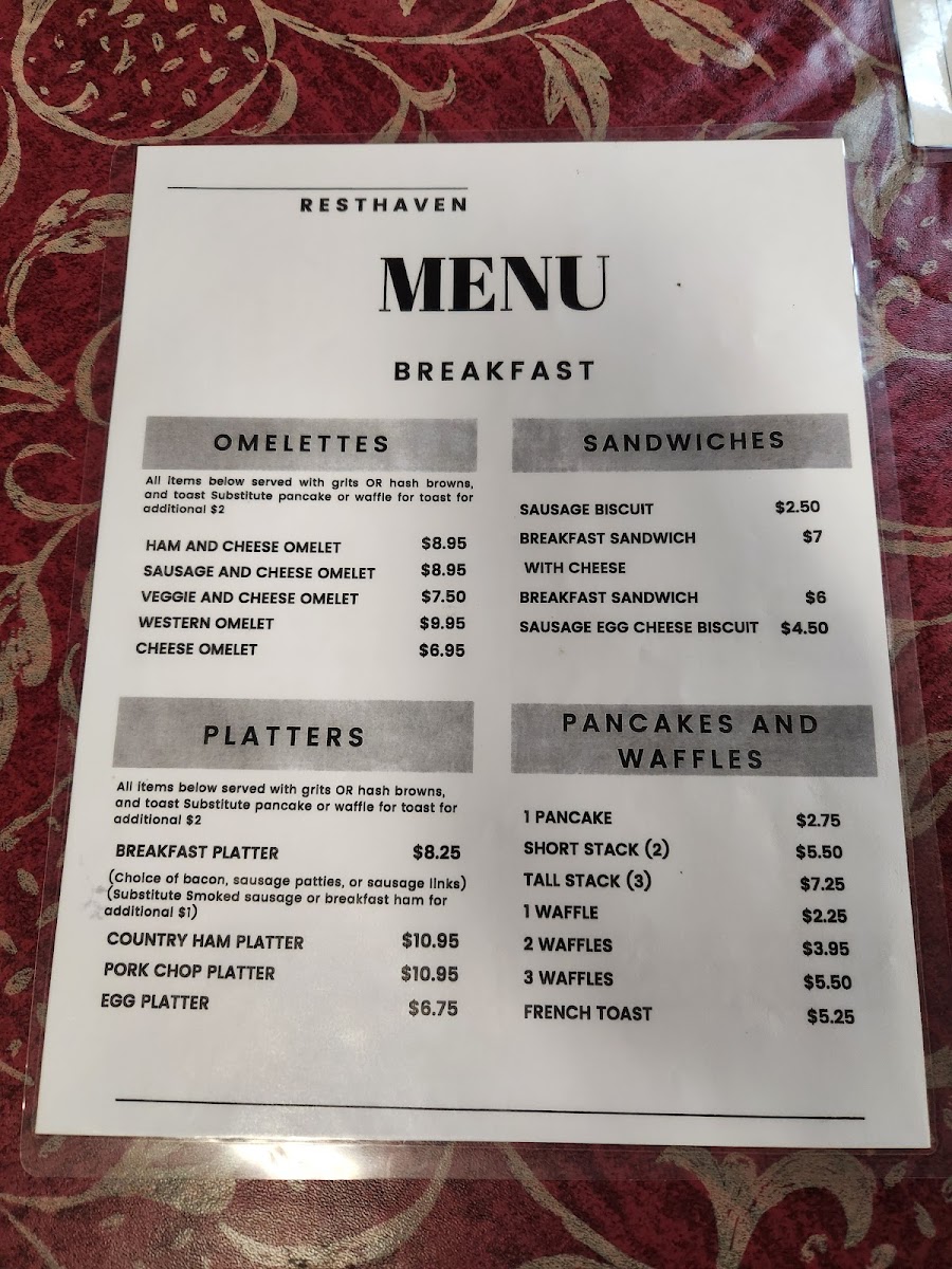 Menu Rest Haven-6