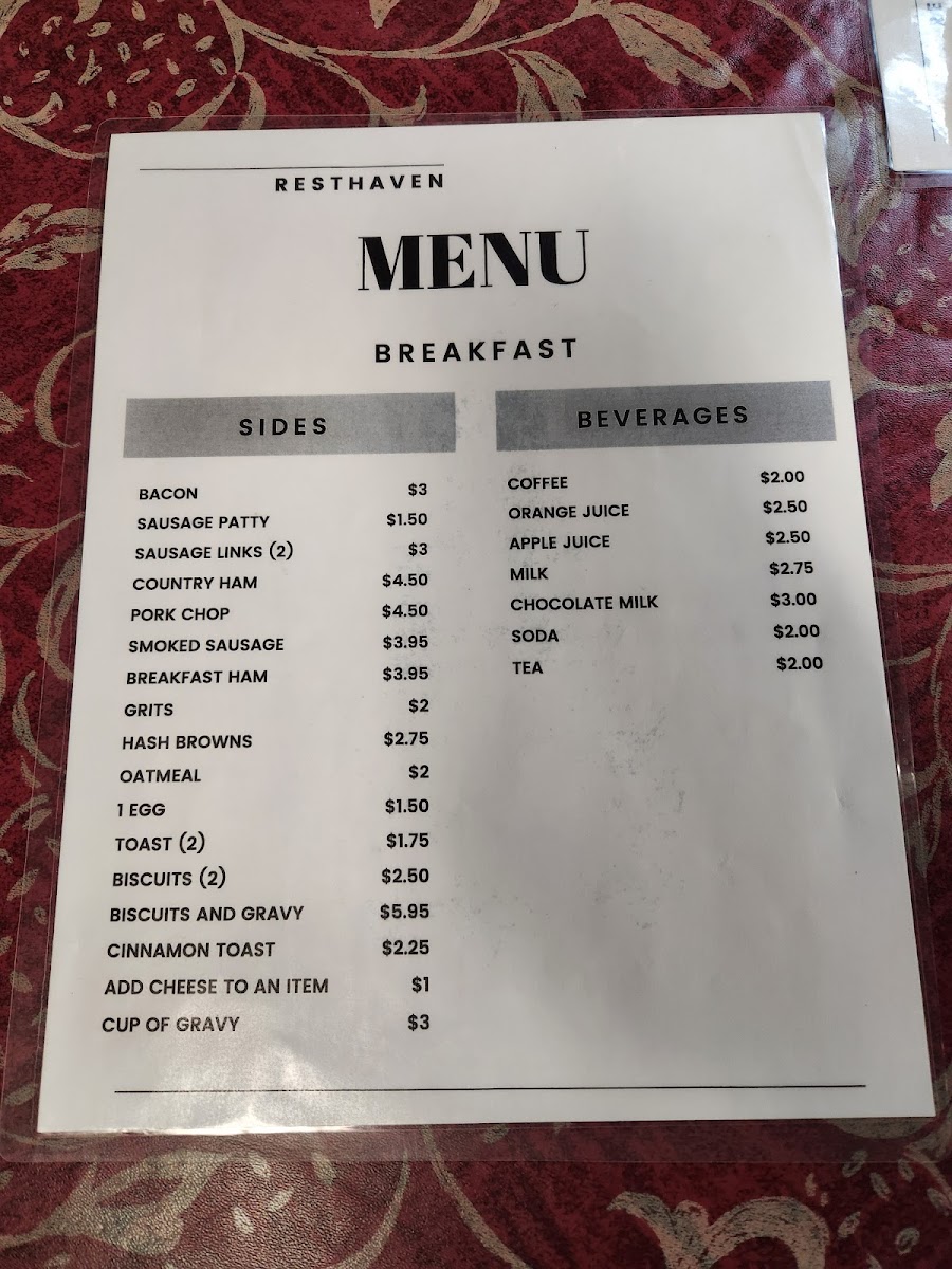 Menu Rest Haven-7