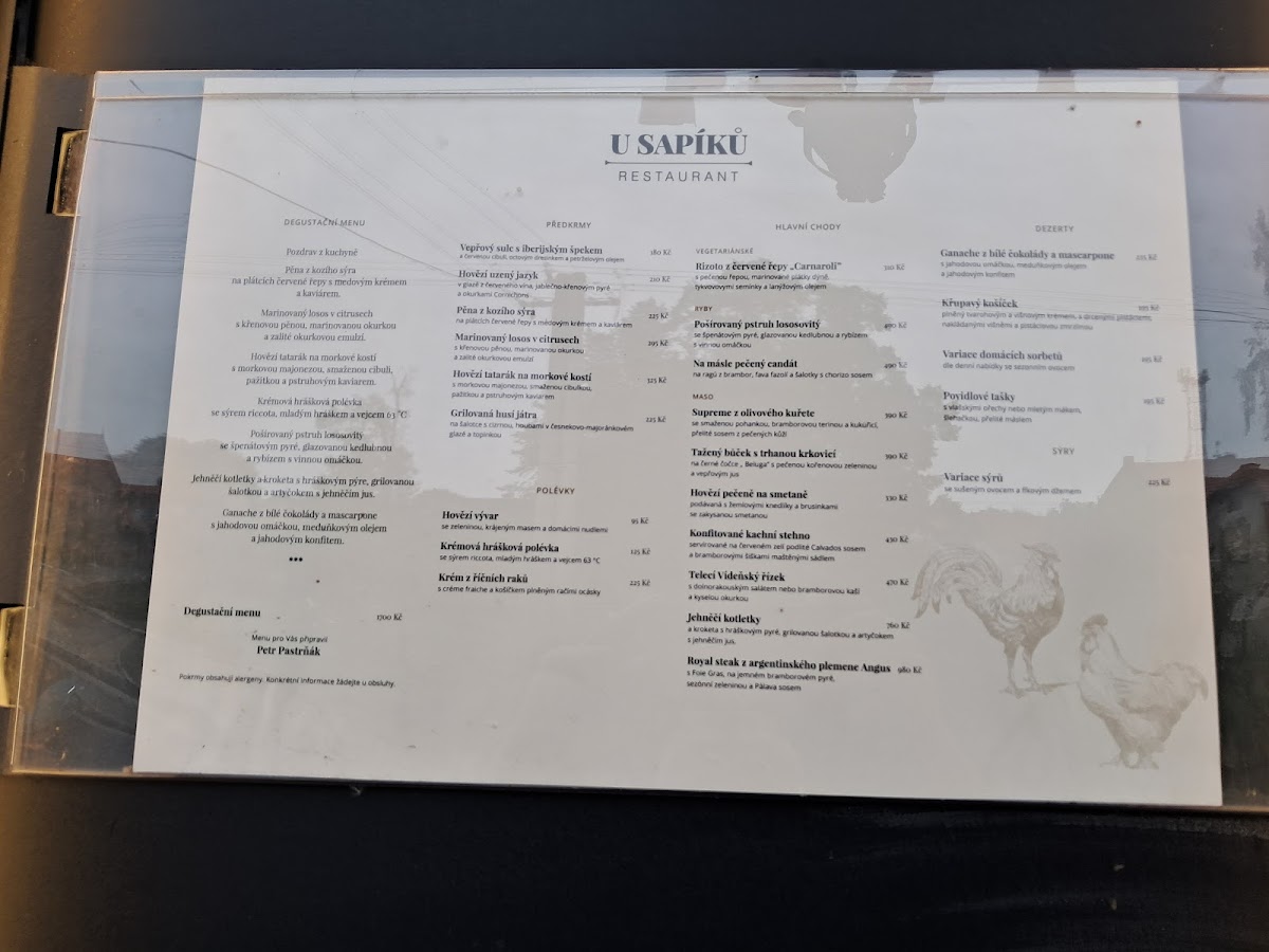 Menu Restaurace A Penzion U Sapíků-2