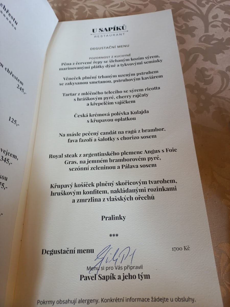 Menu Restaurace A Penzion U Sapíků-3