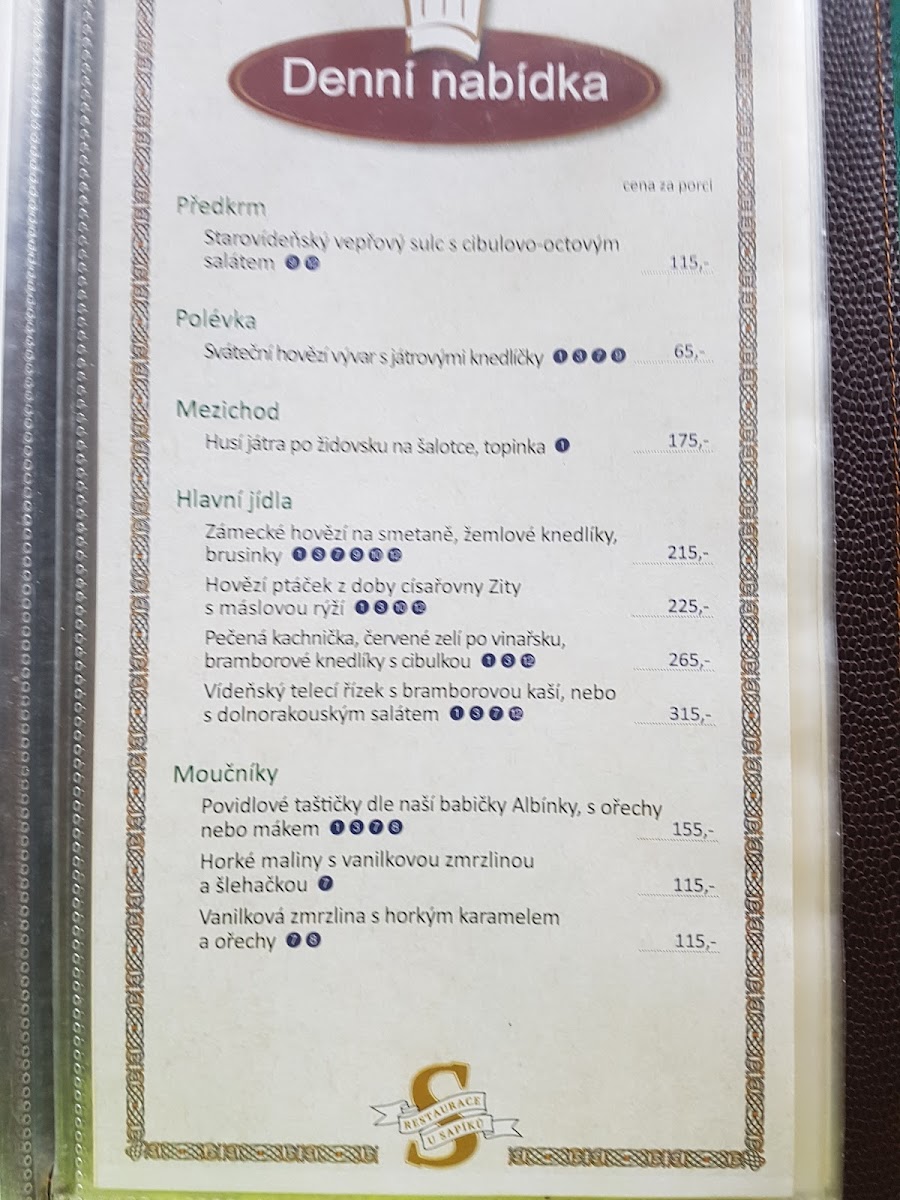 Menu Restaurace A Penzion U Sapíků-7