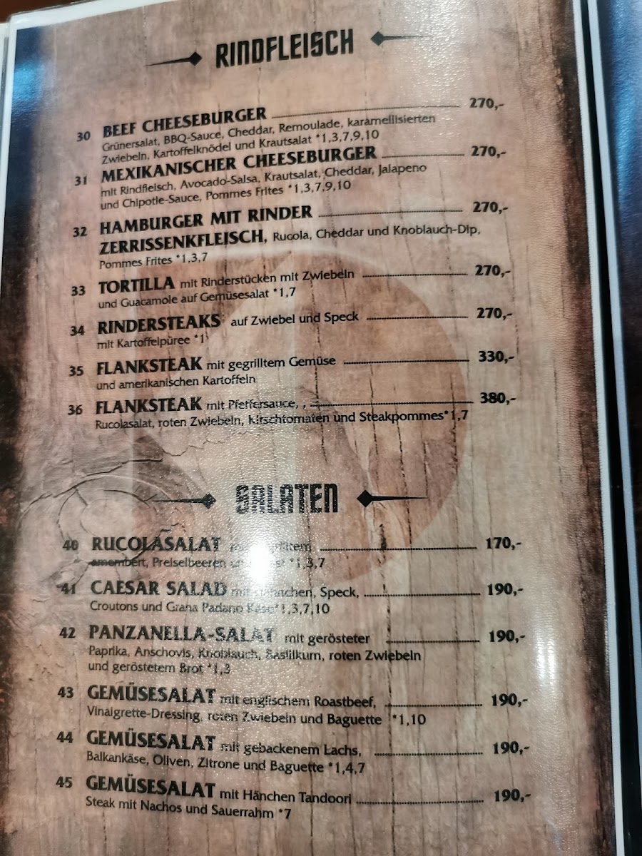 Menu Restaurace D-2