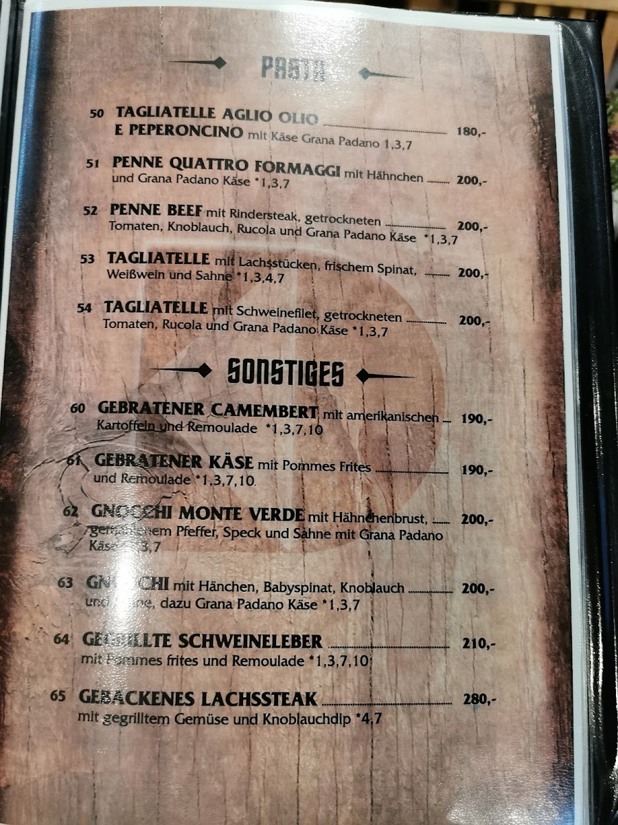 Menu Restaurace D-4