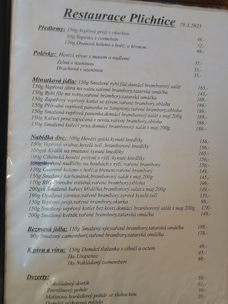 Menu Restaurace Plichtice-1