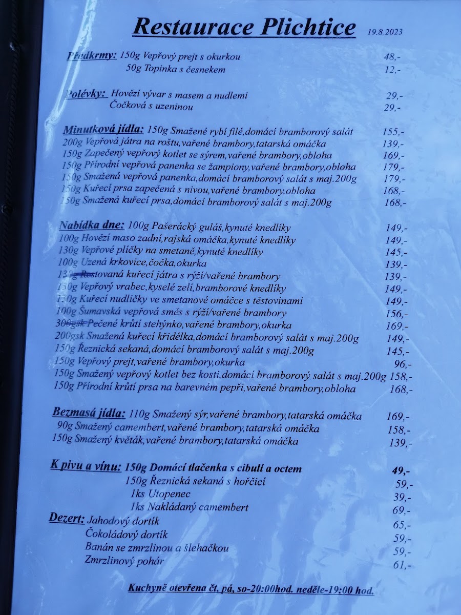 Menu Restaurace Plichtice-2