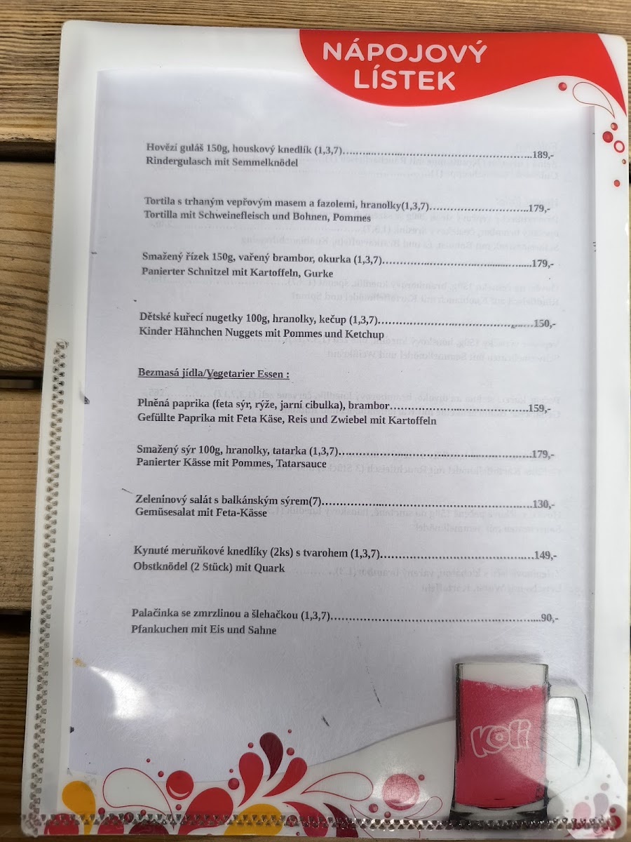 Menu Restaurace Praha-10