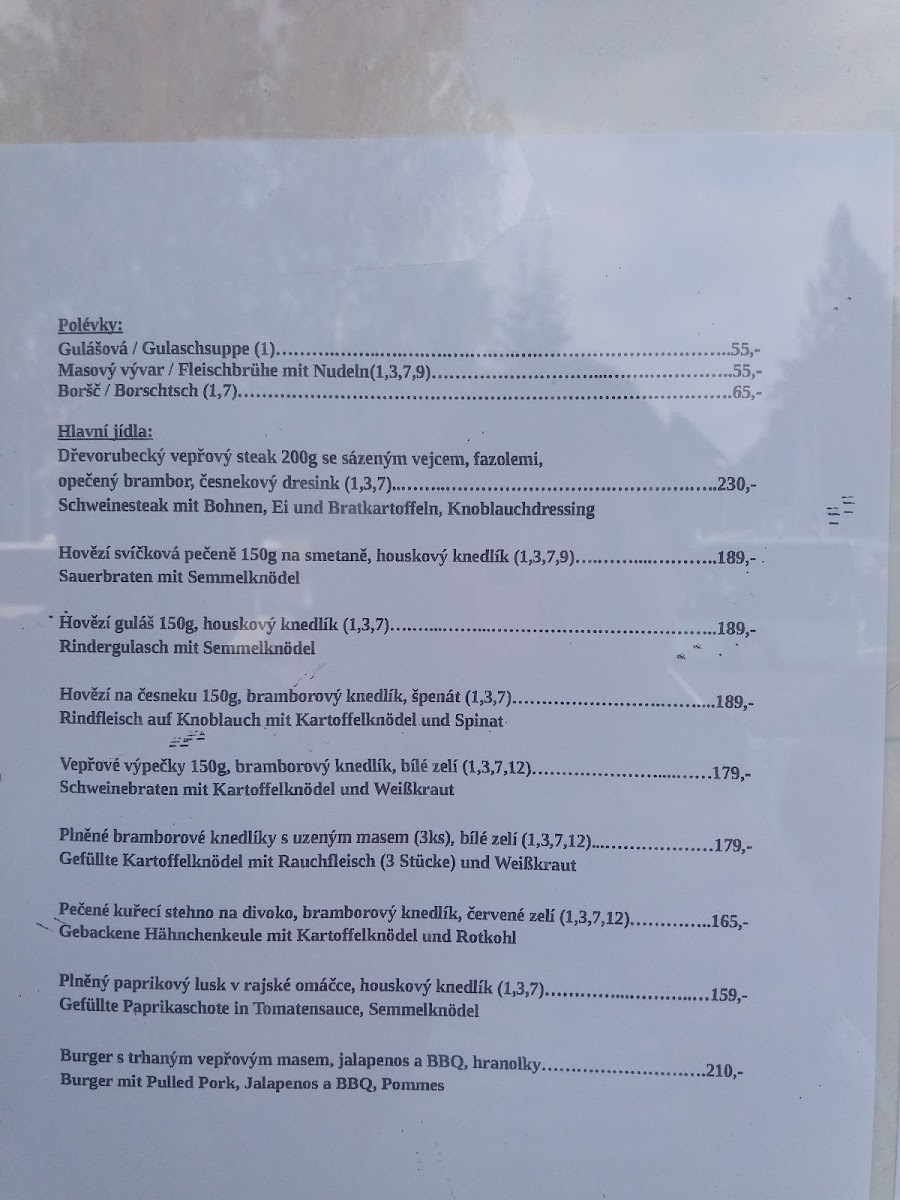 Menu Restaurace Praha-5