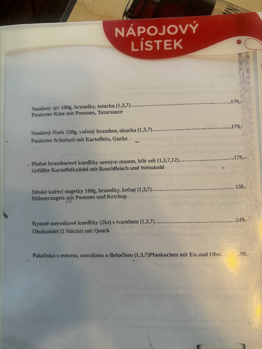 Menu Restaurace Praha-9