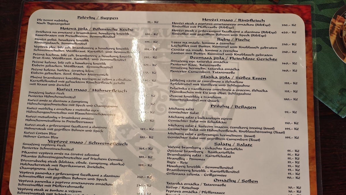 Menu Restaurace U Krále Jiřího-1