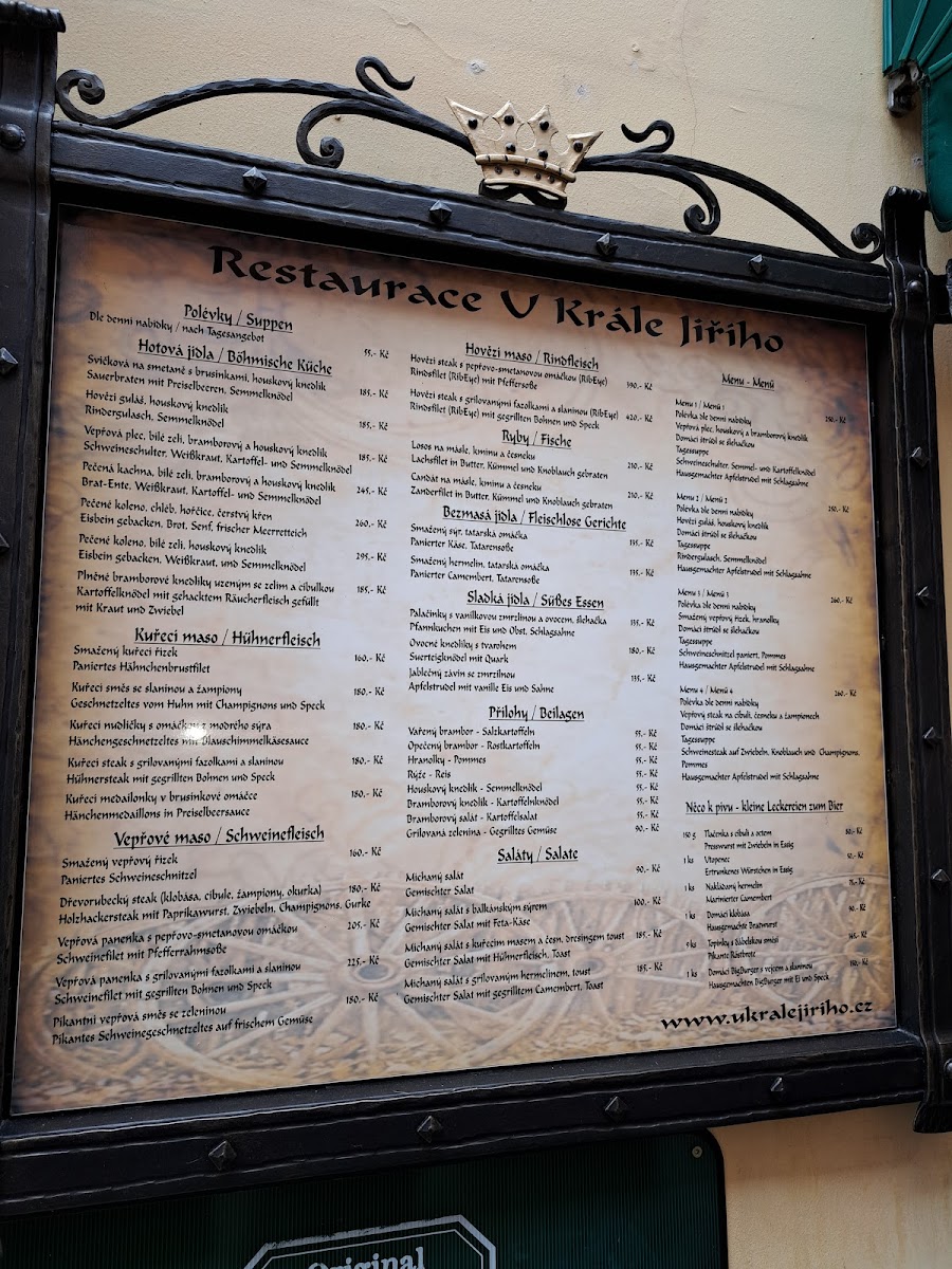Menu Restaurace U Krále Jiřího-10