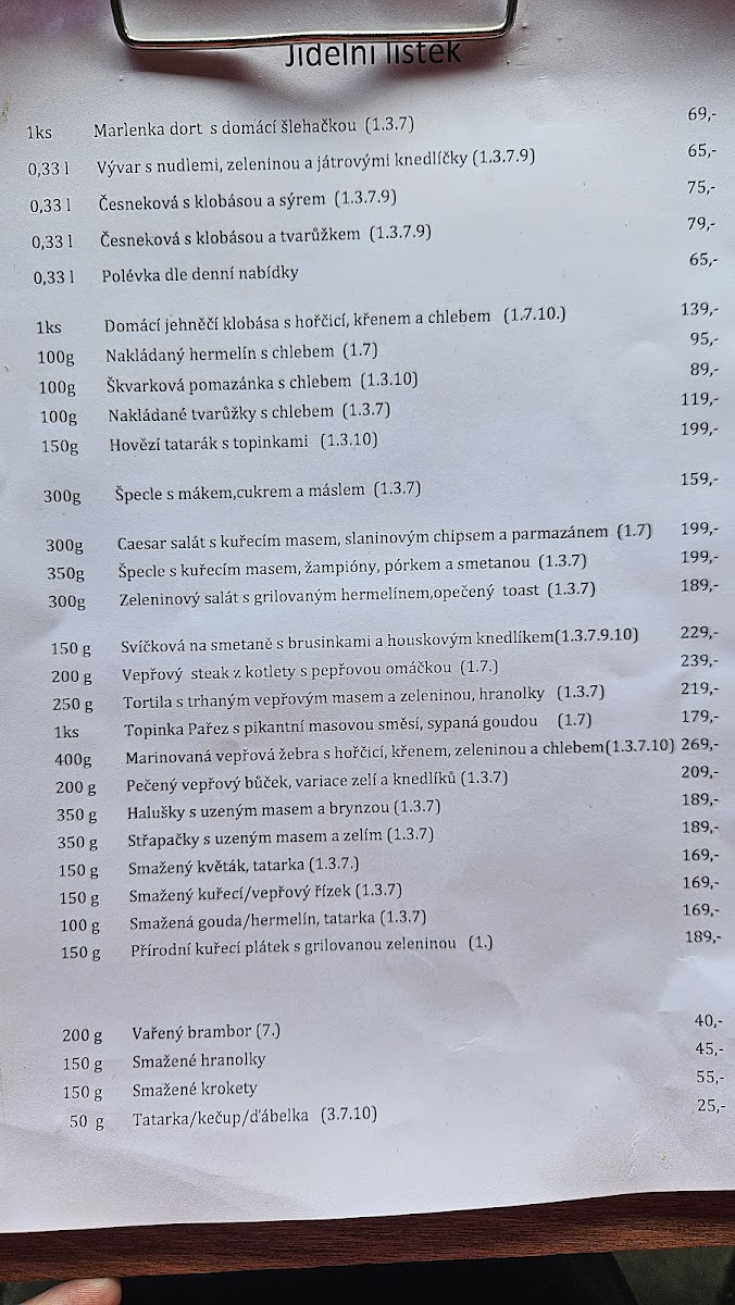 Menu Restaurace U Pařezu-2