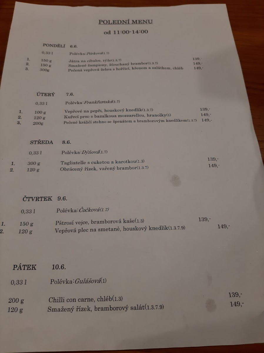 Menu Restaurace U Pařezu-7