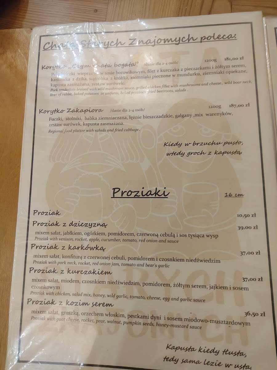 Menu Restauracja Chata Starych Znajomych-10