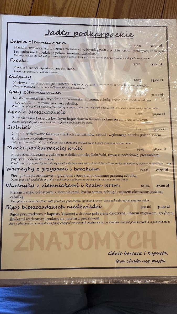 Menu Restauracja Chata Starych Znajomych-4