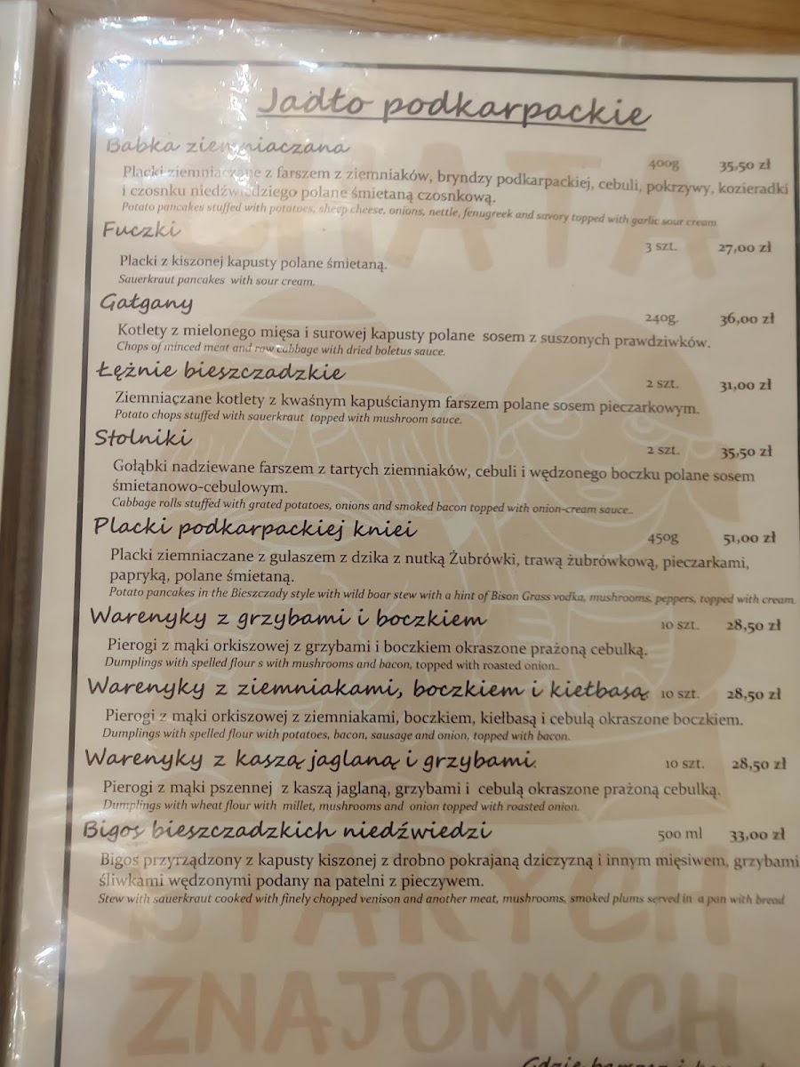 Menu Restauracja Chata Starych Znajomych-7