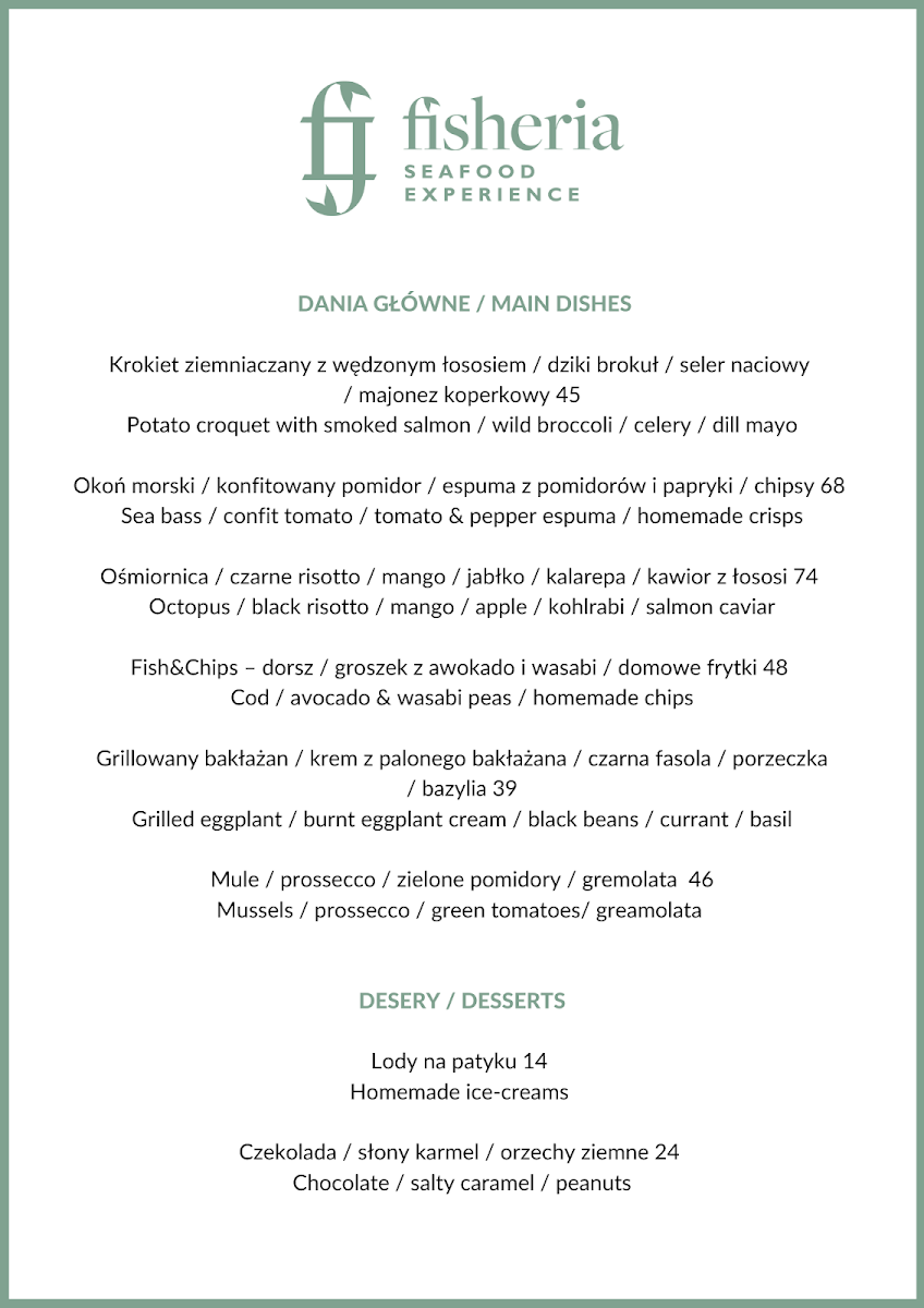Menu Restauracja Fisheria-1