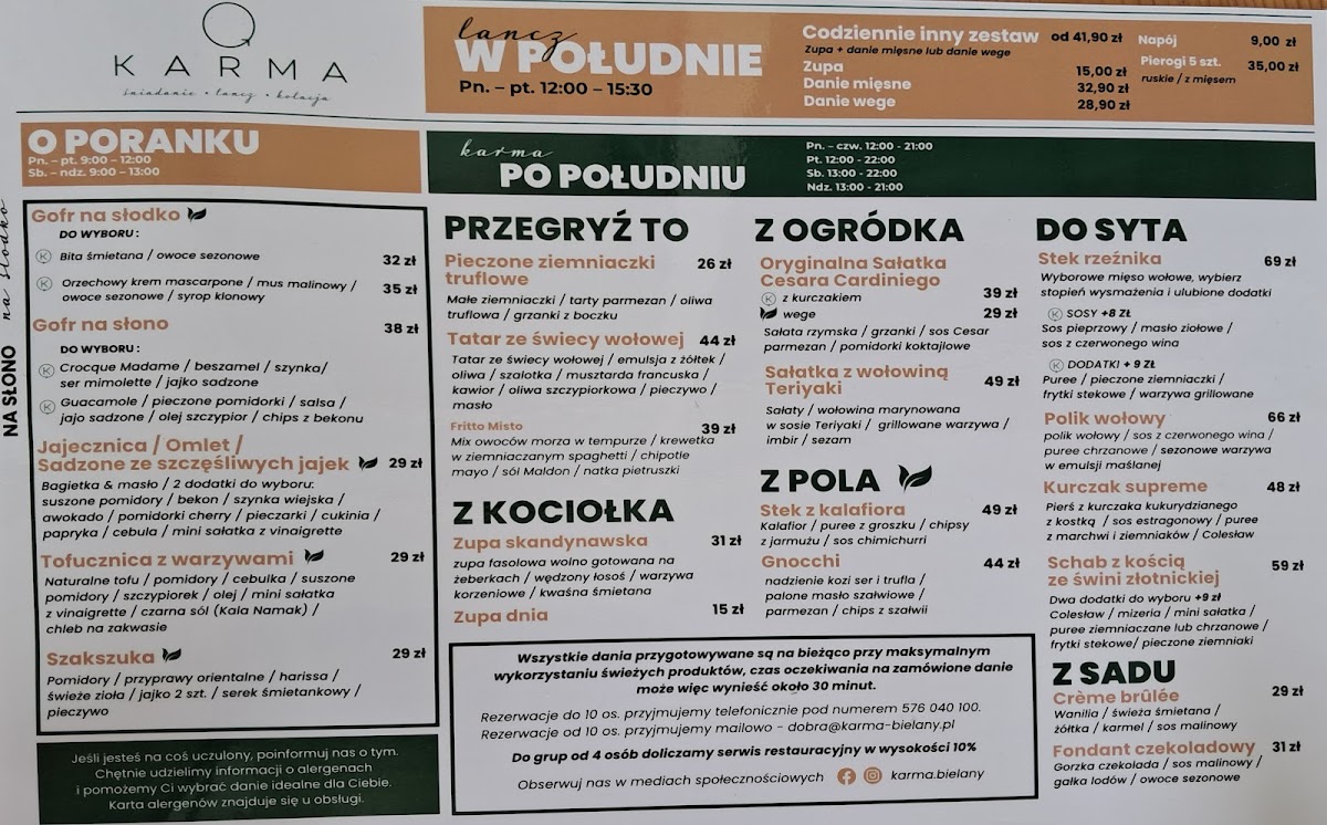 Menu Restauracja Karma Bielany-1