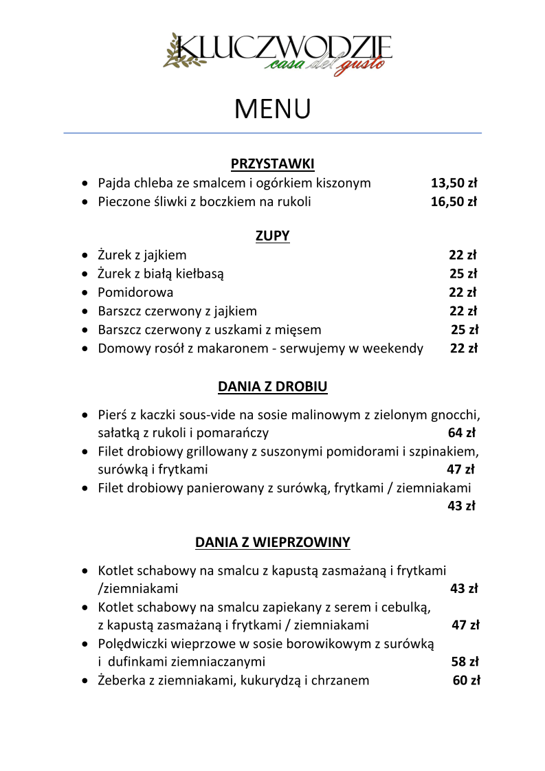Menu Restauracja Kluczwodzie-2