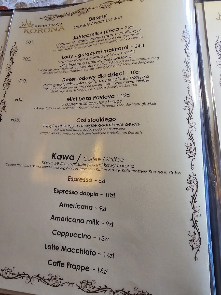 Menu Restauracja Korona-7