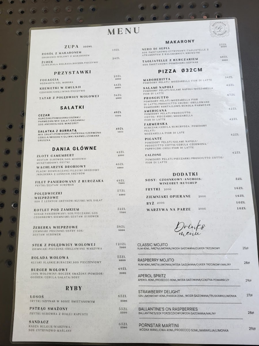 Menu Restauracja Pod Zamkiem-2