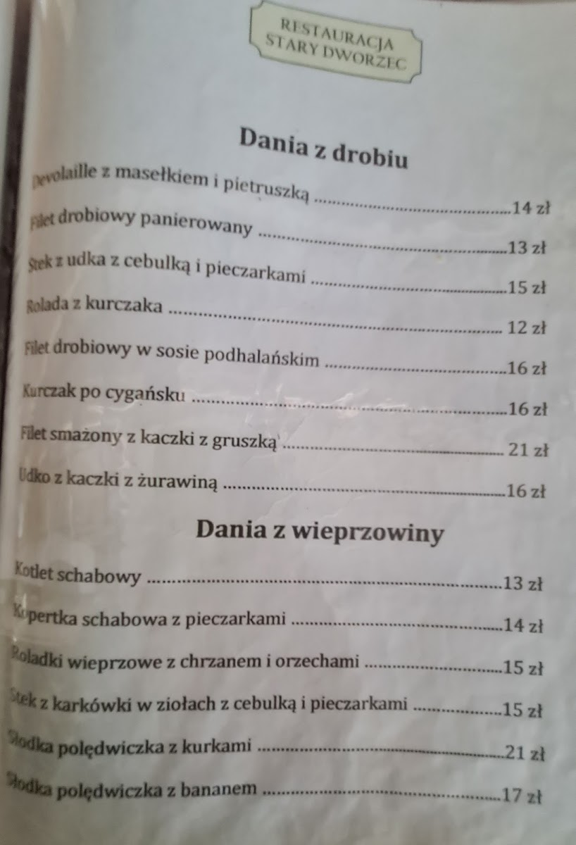 Menu Restauracja 'stary Dworzec'-4