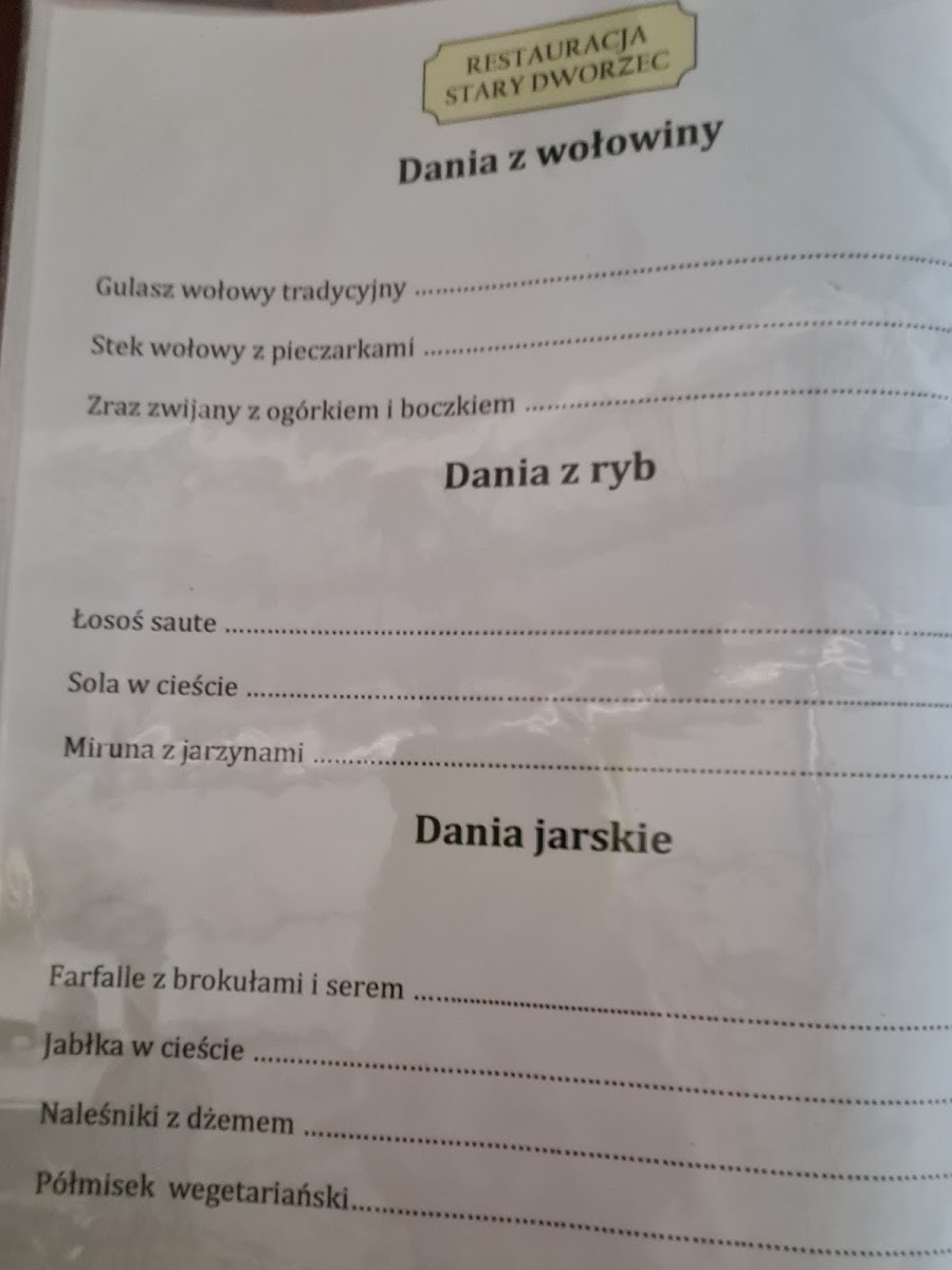 Menu Restauracja 'stary Dworzec'-6