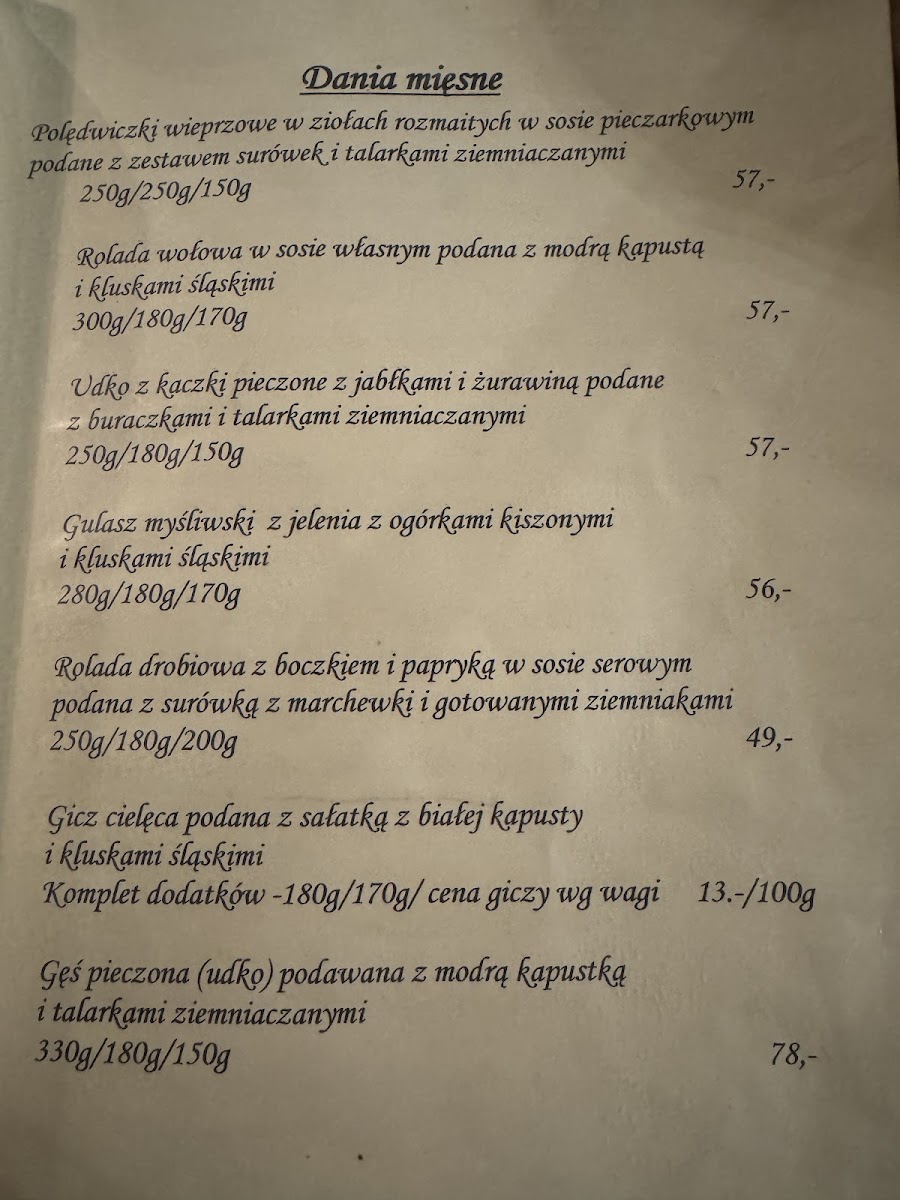 Menu Restauracja Zbójnicka Chata 790 M N.p.m. Na Równicy-1