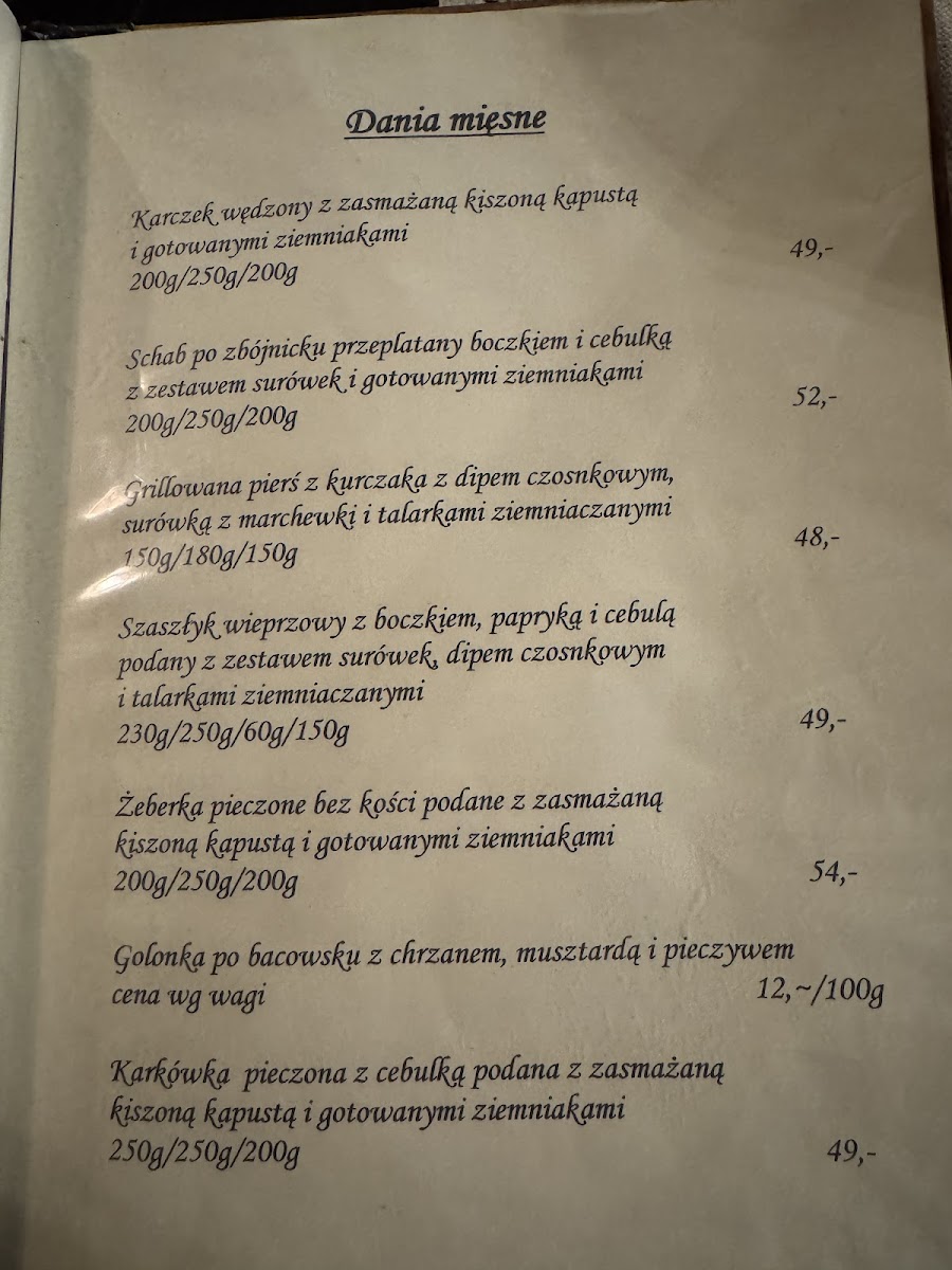 Menu Restauracja Zbójnicka Chata 790 M N.p.m. Na Równicy-2