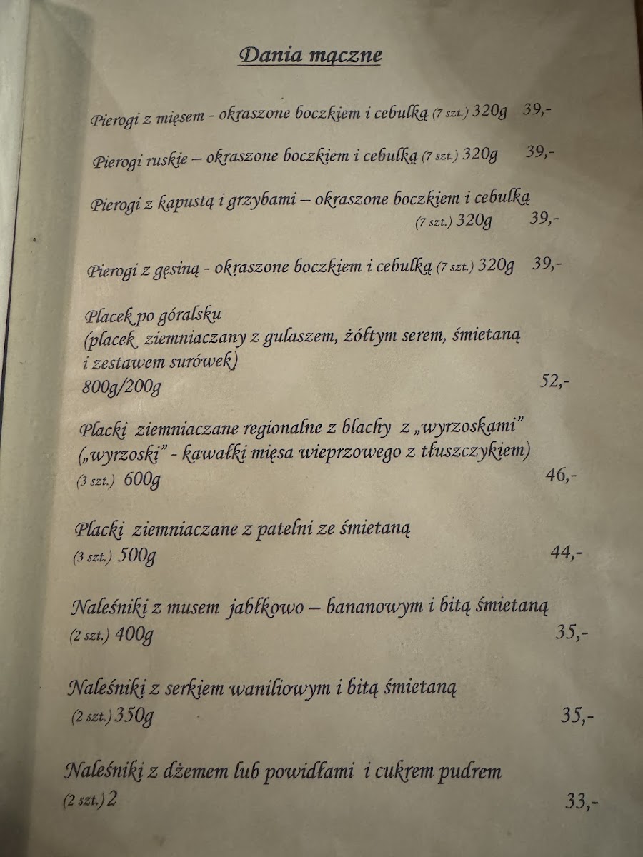 Menu Restauracja Zbójnicka Chata 790 M N.p.m. Na Równicy-3