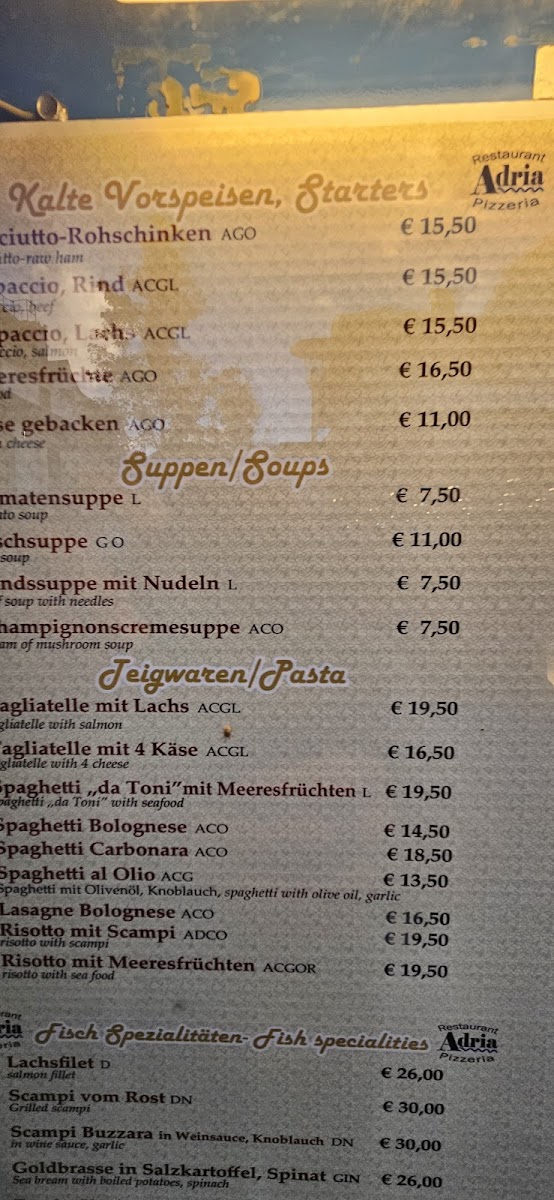 Menu Restaurant Adria-1