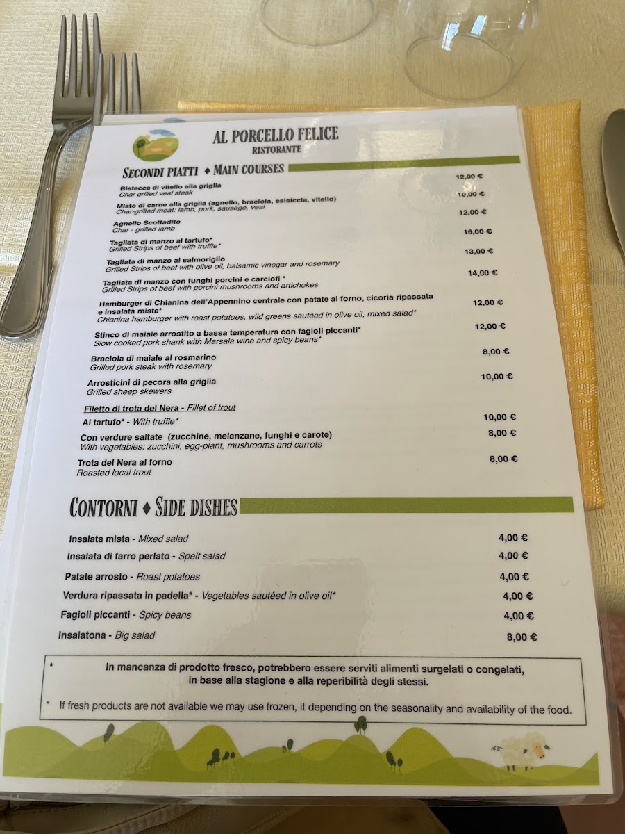 Menu Restaurant Al Porcello Felice-4