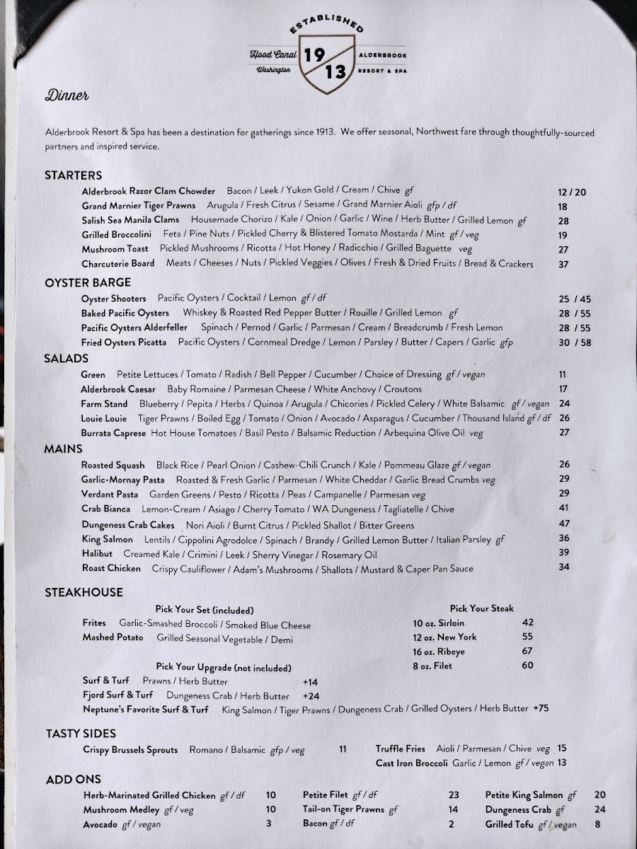 Menu Restaurant At Alderbrook-1