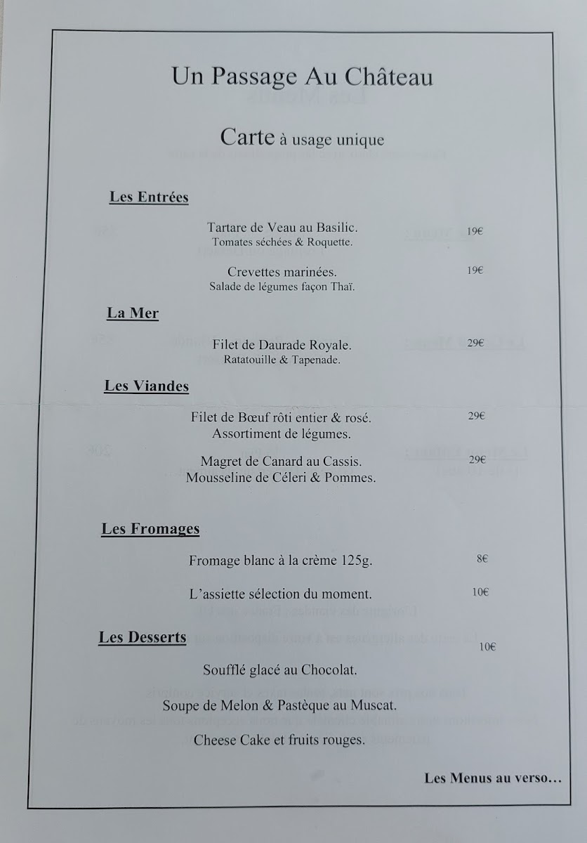Menu Restaurant 'au Château'-7