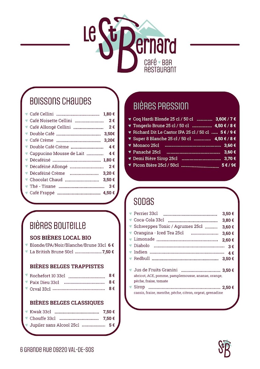 Menu Restaurant Bar Le Saint Bernard-1