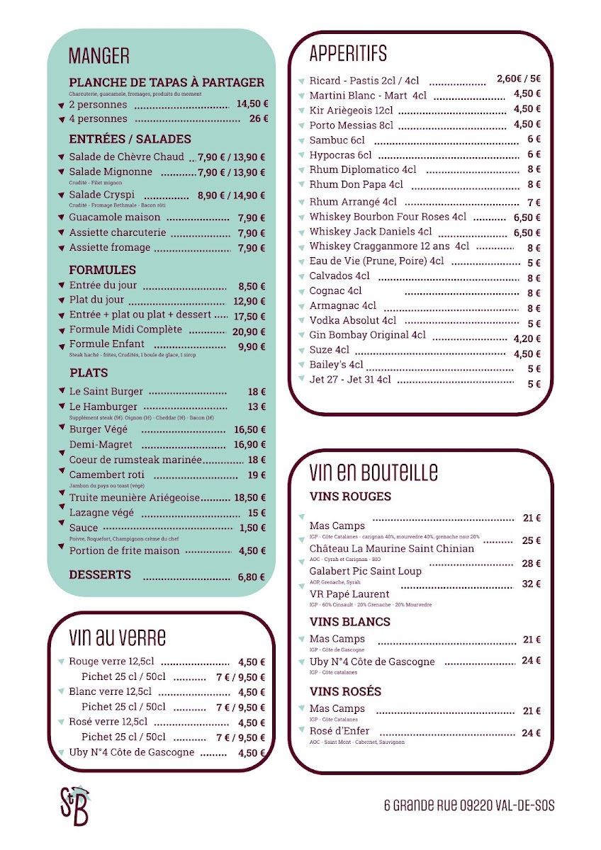 Menu Restaurant Bar Le Saint Bernard-2