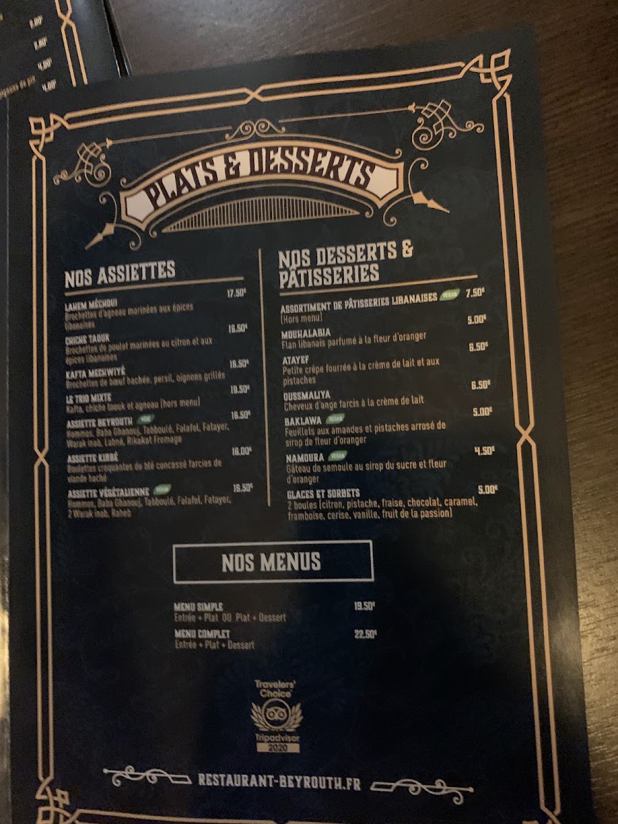 Menu Restaurant Beyrouth-2