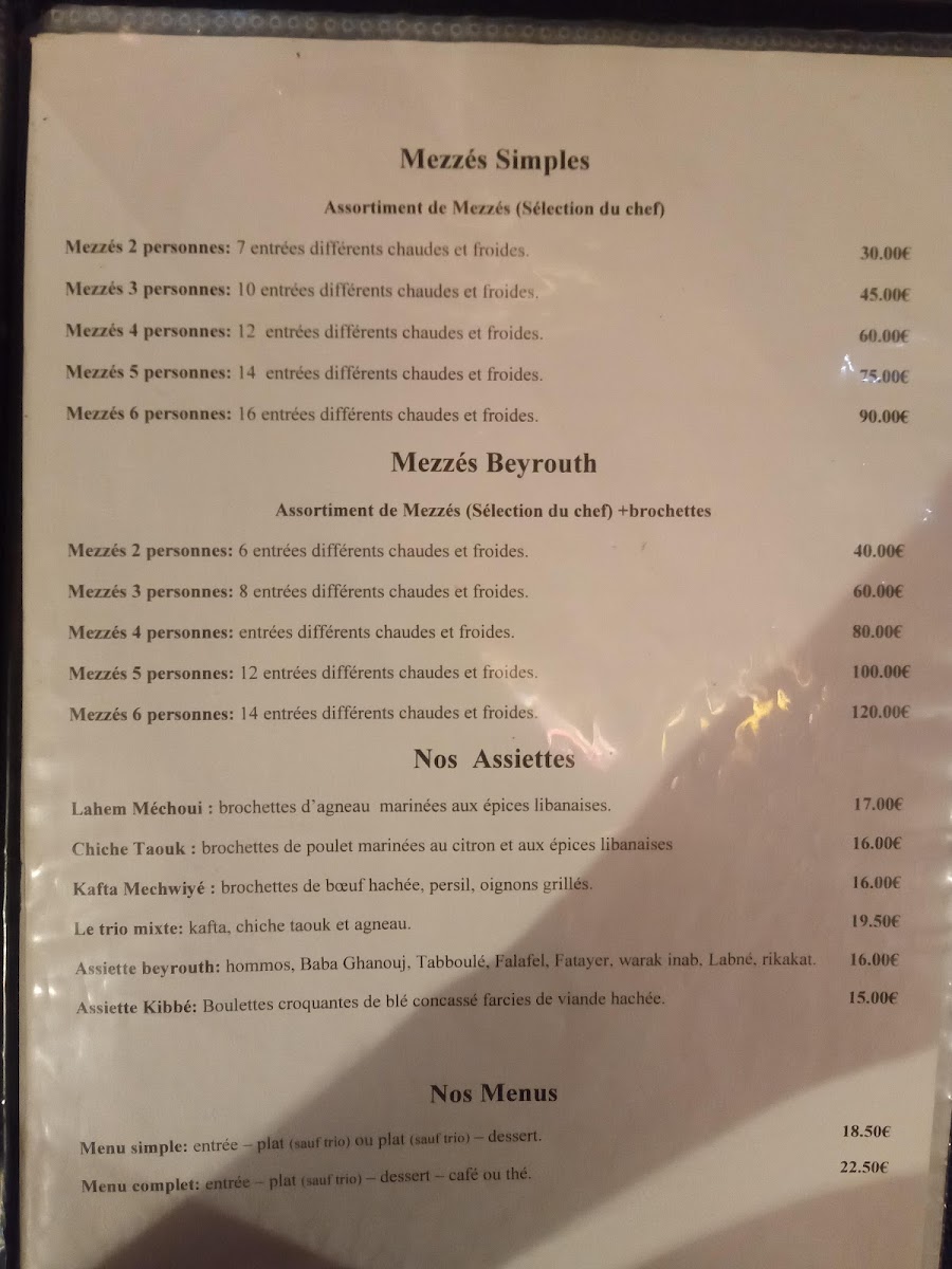 Menu Restaurant Beyrouth-4