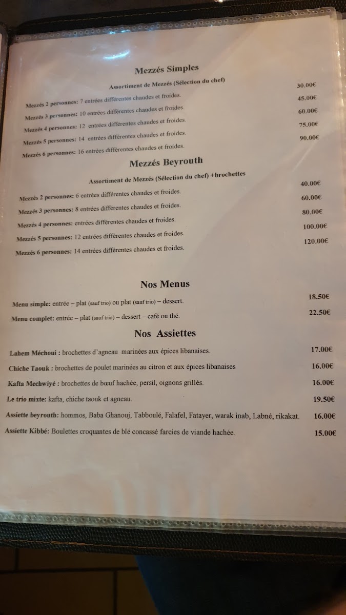 Menu Restaurant Beyrouth-5