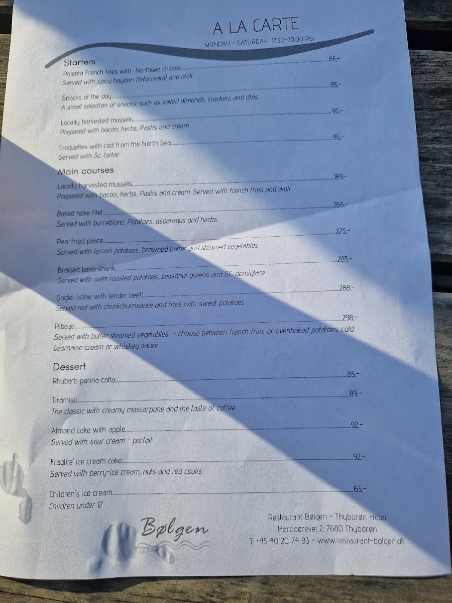 Menu Restaurant Bølgen-1