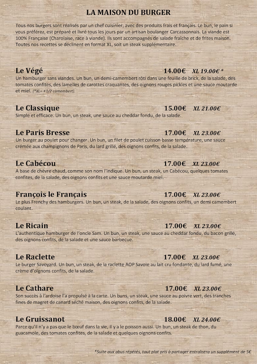 Menu Restaurant Burger Et Cassolette Carcassonne-8