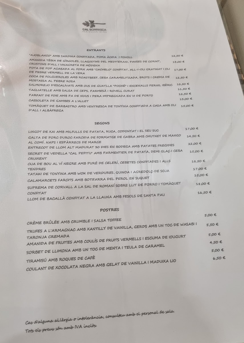 Menu Restaurant Cal Borrasca-9