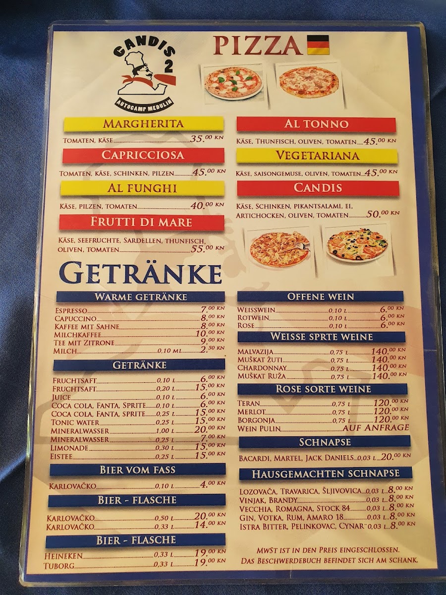 Menu Restaurant Candis 2-10