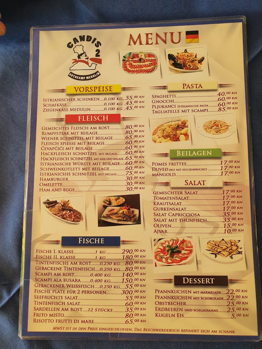 Menu Restaurant Candis 2-5