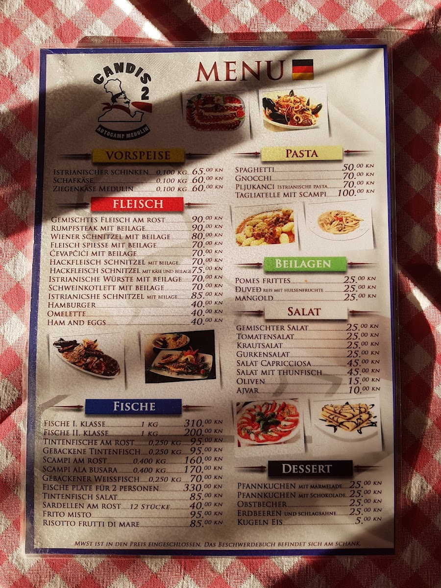 Menu Restaurant Candis 2-7