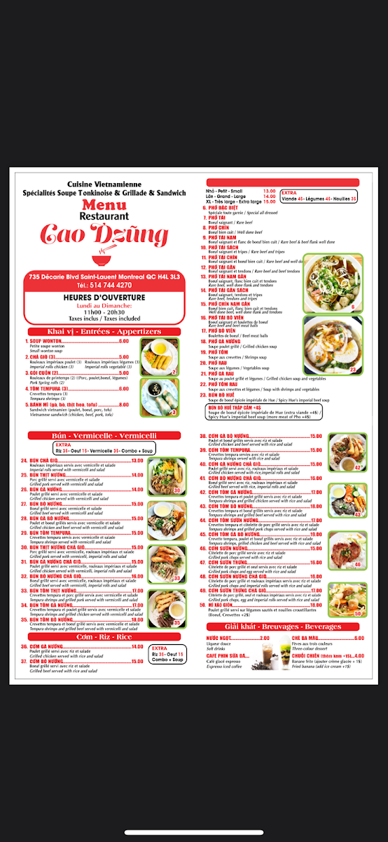 Menu Restaurant Cao Dzũng-1