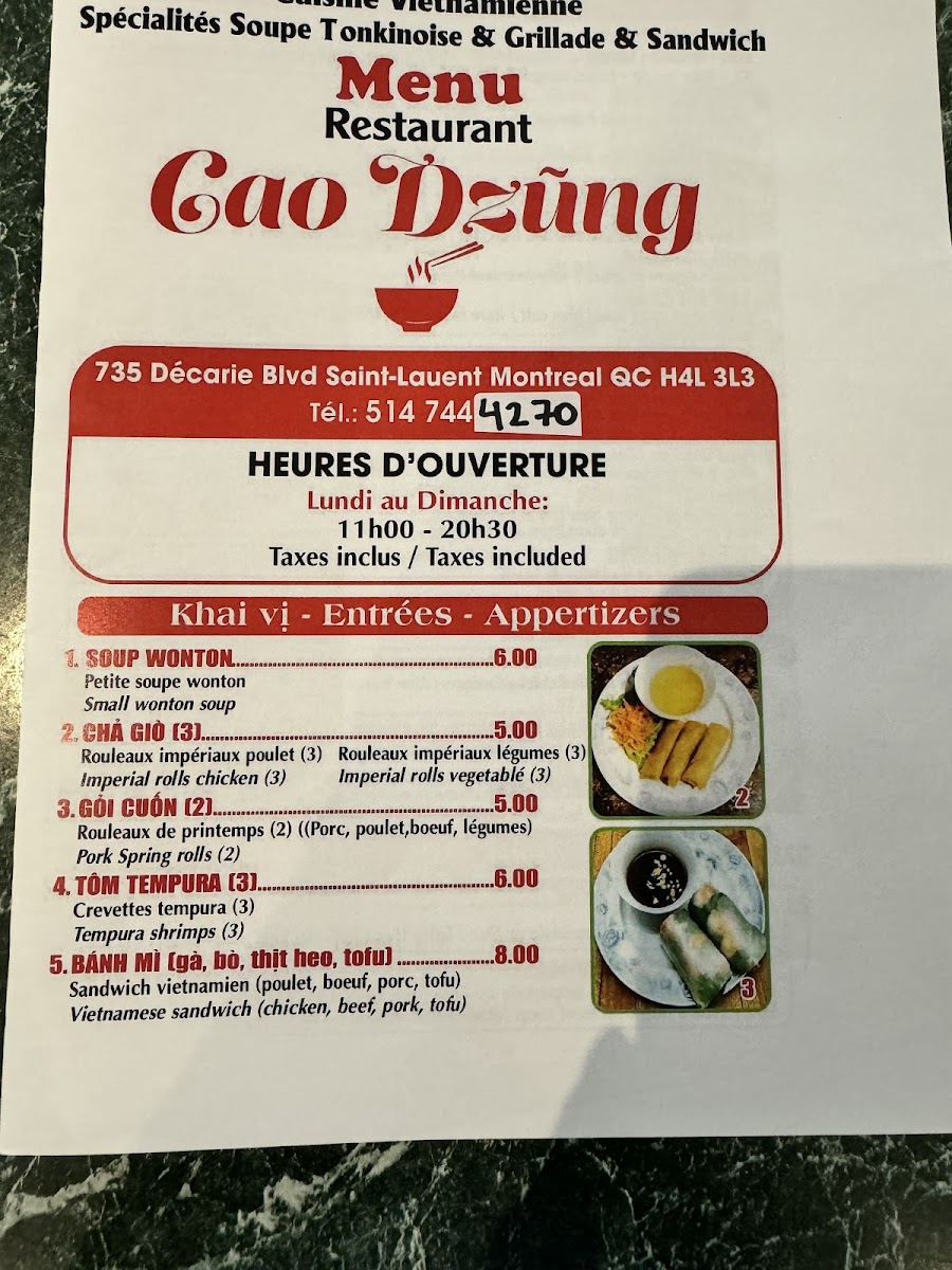 Menu Restaurant Cao Dzũng-10