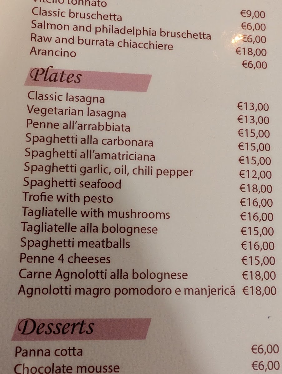 Menu Restaurant 'casa Mia' ('my House')-3