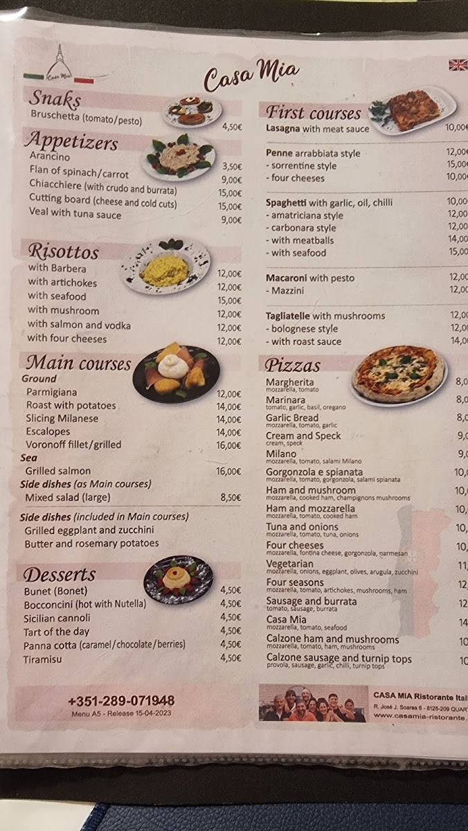 Menu Restaurant 'casa Mia' ('my House')-5