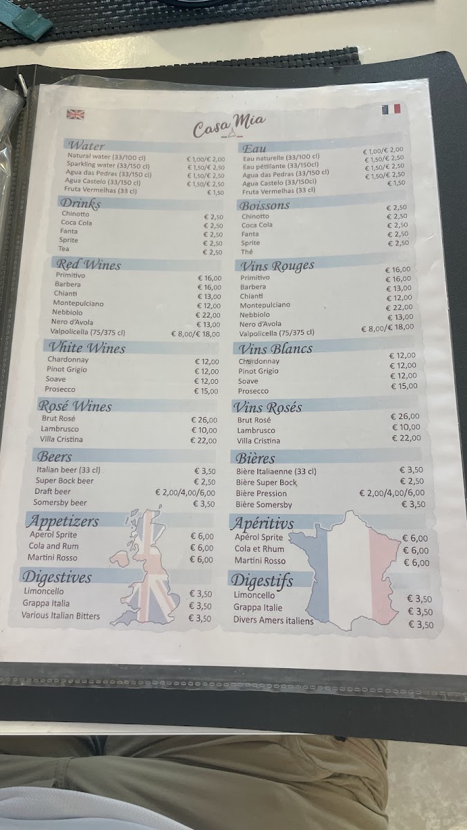 Menu Restaurant 'casa Mia' ('my House')-6