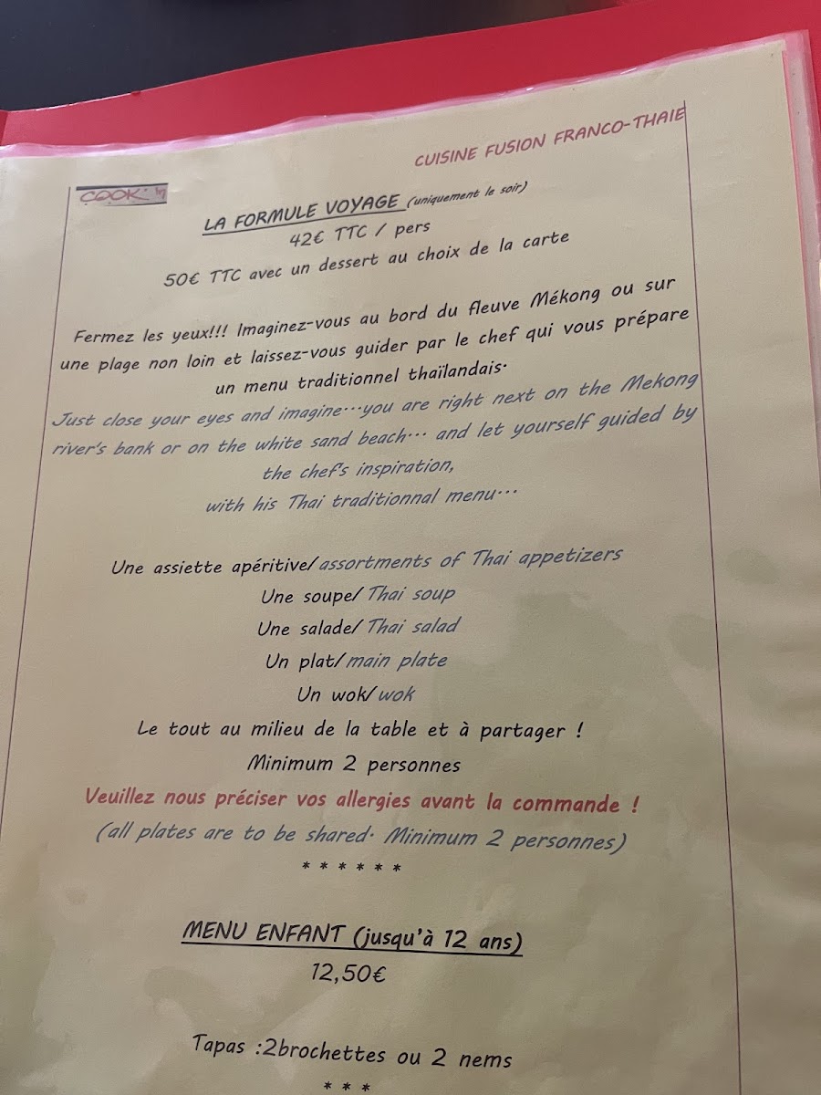 Menu Restaurant Cook'in-1